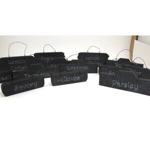 Unbranded 12 Wooden Small Hanging Wall Decor Spice Tags White on Black